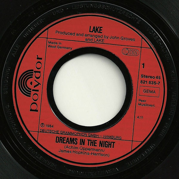 Lake (2) : Dreams In The Night (7", Single)