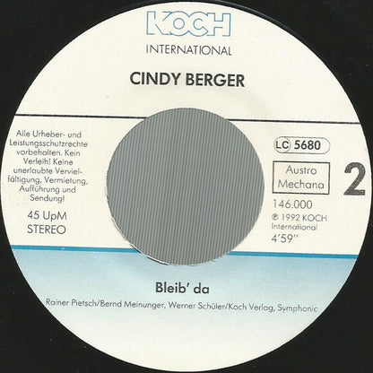 Cindy Berger : Herz Unter Strom (7", Single)
