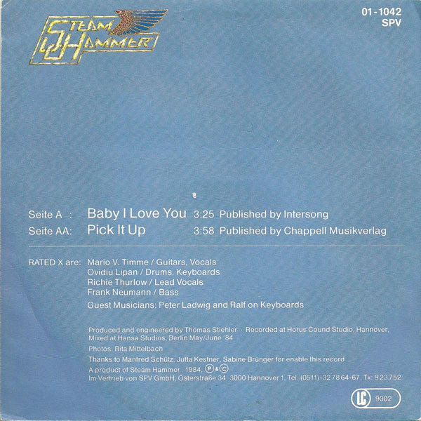 Rated X* : Baby I Love You / Pick It Up (7", Single)