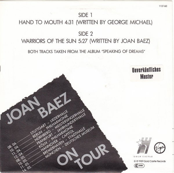 Joan Baez : Hand To Mouth (7", Single)