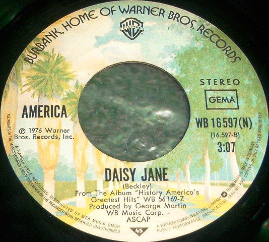 America (2) : Woman Tonight / Daisy Jane (7", Single)