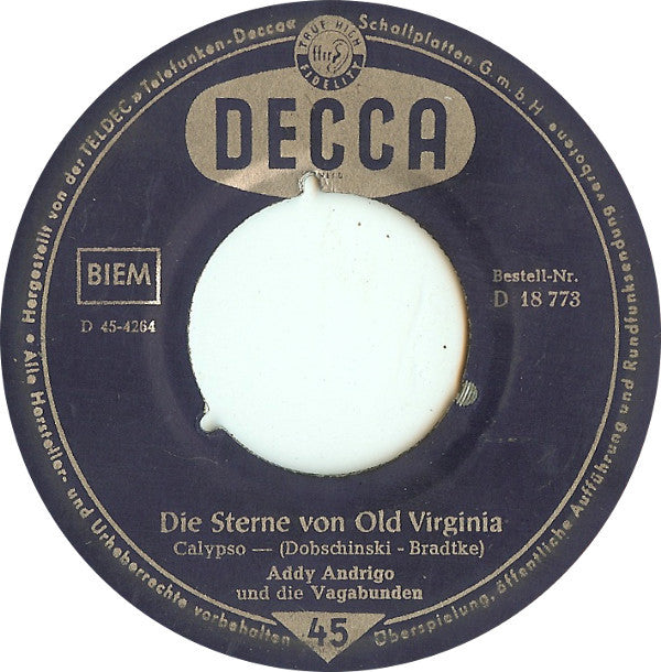 Addy Andrigo Und Die Vagabunden : Marina - Marina (Marina Girl) (7", Single)