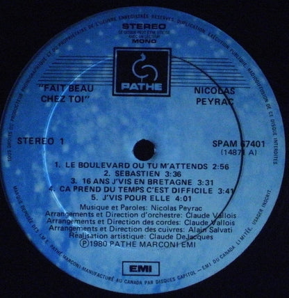 Nicolas Peyrac : Fait Beau Chez Toi (LP, Album, Gat)