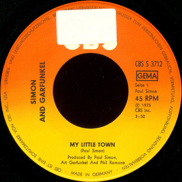Simon & Garfunkel Plus Art Garfunkel Plus Paul Simon : My Little Town (7", Single)