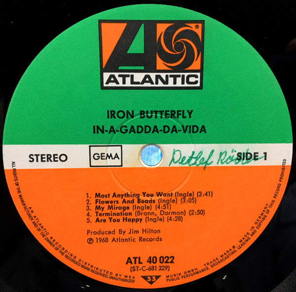 Iron Butterfly : In-A-Gadda-Da-Vida (LP, Album, RP)
