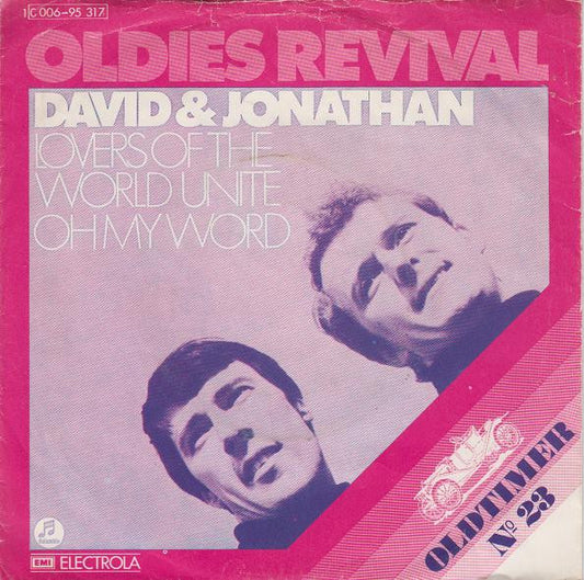 David & Jonathan : Lovers Of The World Unite (7", Single, RE)