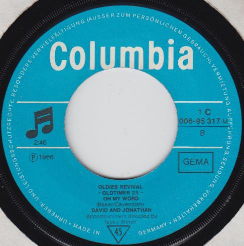 David & Jonathan : Lovers Of The World Unite (7", Single, RE)