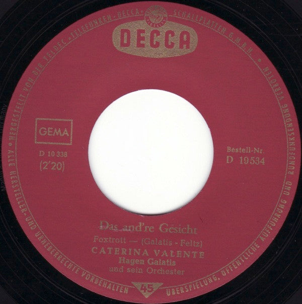Caterina Valente : Verbotene Liebe / Das And're Gesicht (7", Single)
