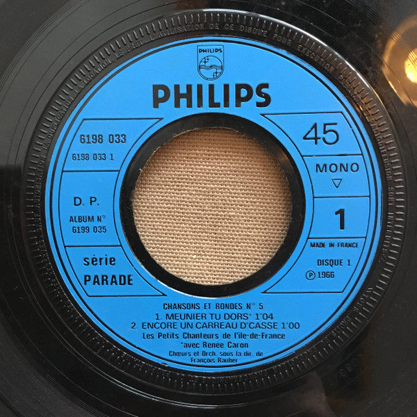 Les Petits Chanteurs De L'Ile De France Et Renée Caron : Chansons Et Rondes Nº 5 (2x7", Mono, RE)