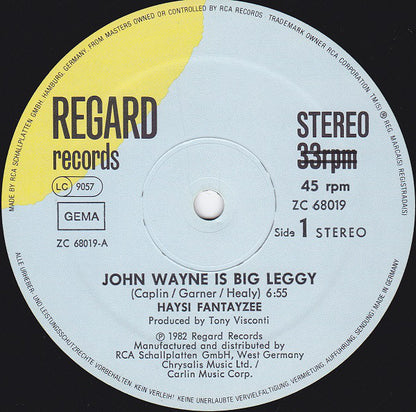 Haysi Fantayzee : John Wayne Is Big Leggy (12", Maxi)