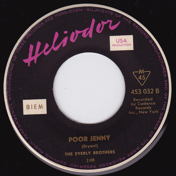 Everly Brothers : Take A Message To Mary (7", Single)
