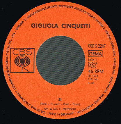 Gigliola Cinquetti : Sì (7", Single)