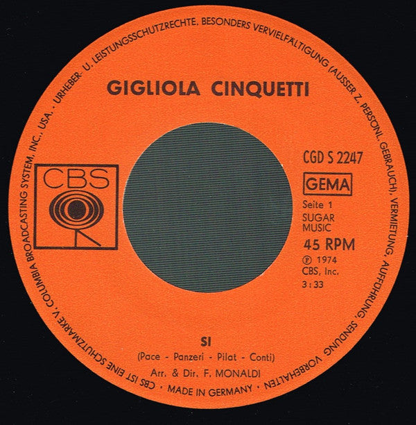 Gigliola Cinquetti : Sì (7", Single)