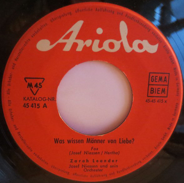 Zarah Leander : Was Wissen Männer Von Liebe? (7", Single)