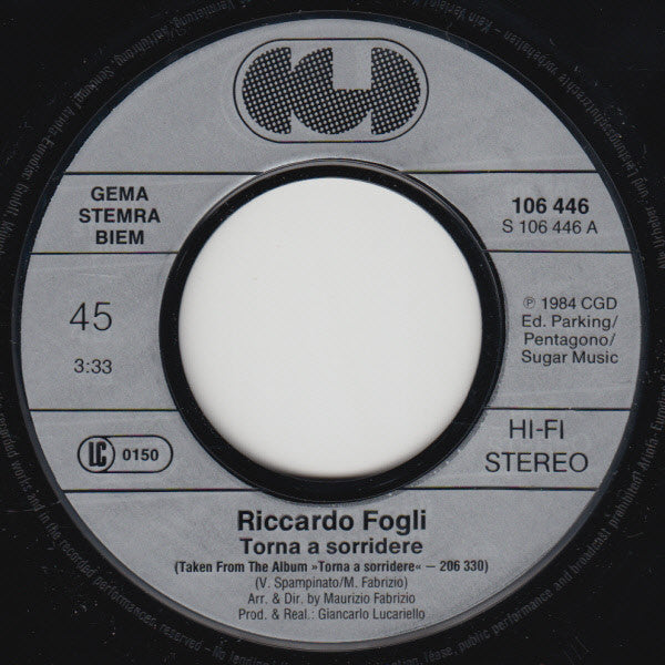 Riccardo Fogli : Torna A Sorridere (7", Single)