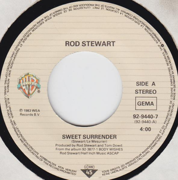 Rod Stewart : Sweet Surrender (7", Single)