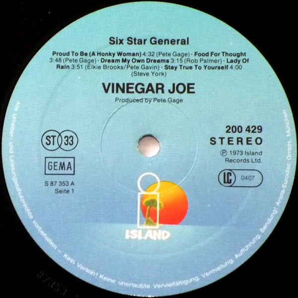 Vinegar Joe : Six Star General (LP, Album, RE)