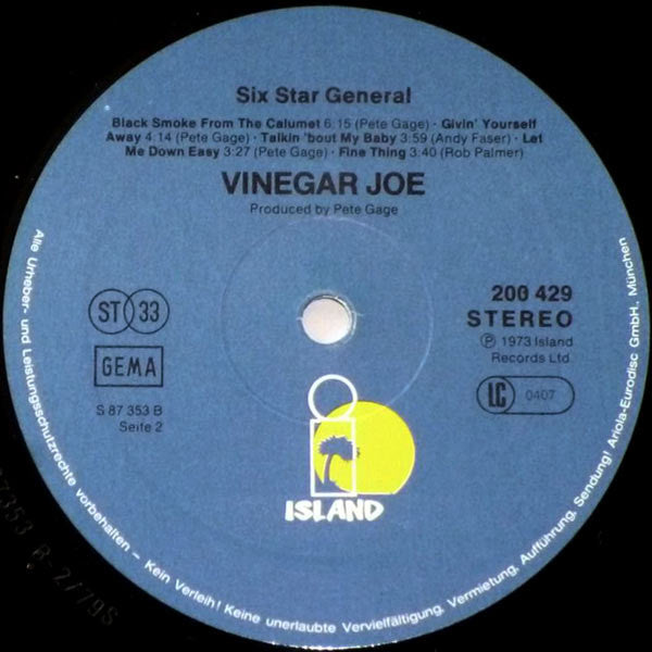 Vinegar Joe : Six Star General (LP, Album, RE)