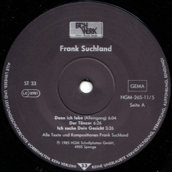 Frank Suchland : Alleingang (LP, Album)
