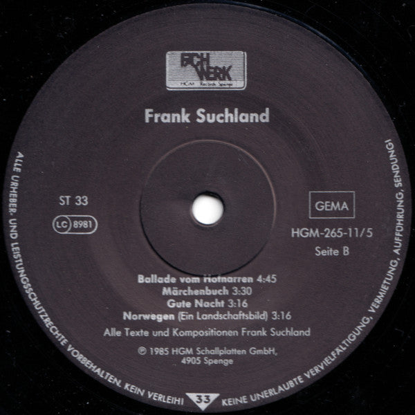 Frank Suchland : Alleingang (LP, Album)