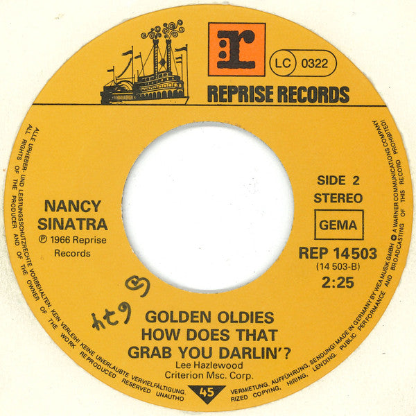 Nancy Sinatra : These Boots Are Made For Walkin' (7", Single, RE)