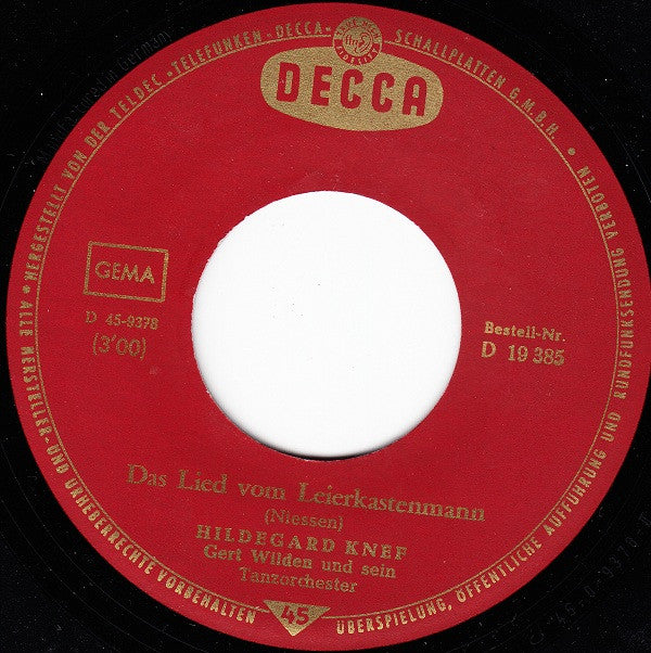 Hildegard Knef : Aber Schön War Es Doch (7", Single)