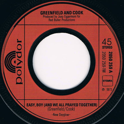 Greenfield & Cook : Easy, Boy (And We All Prayed Together) (7", Single)