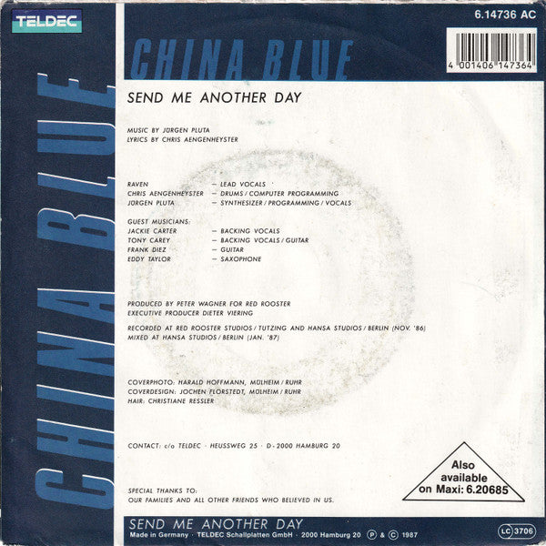 China Blue (3) : Send Me Another Day (7", Single)