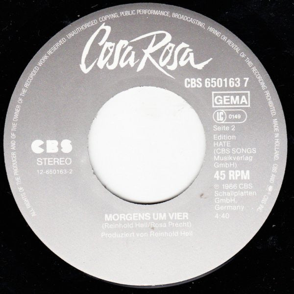 Cosa Rosa : Puppe Kaputt (7", Single)