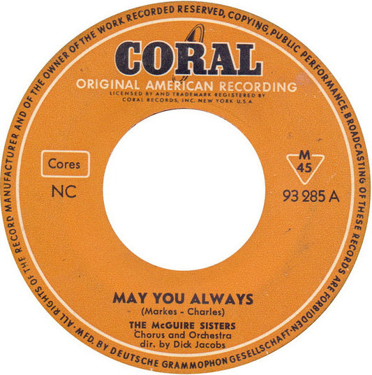 McGuire Sisters : May You Always (7", Single)