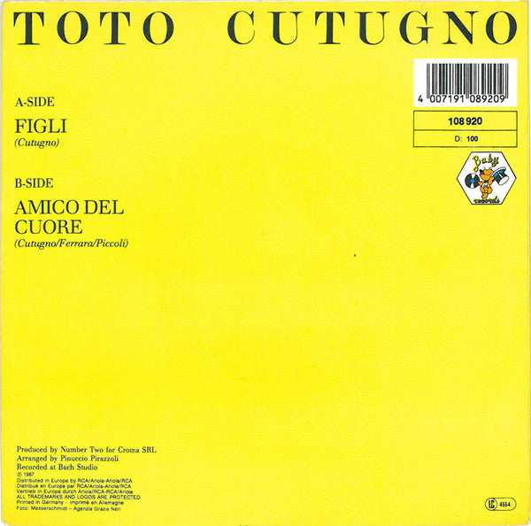 Toto Cutugno : Figli (7")