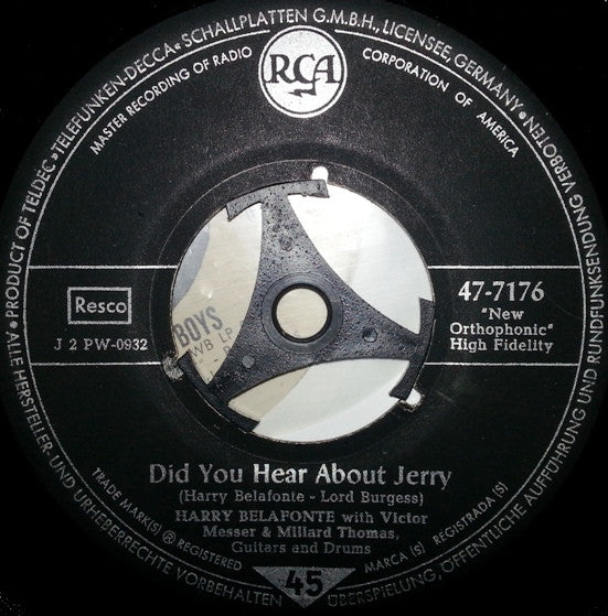 Harry Belafonte : The Marching Saints / Did You Hear About Jerry (7", Single)