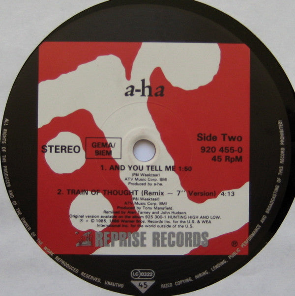 a-ha : Train Of Thought (12", Single)
