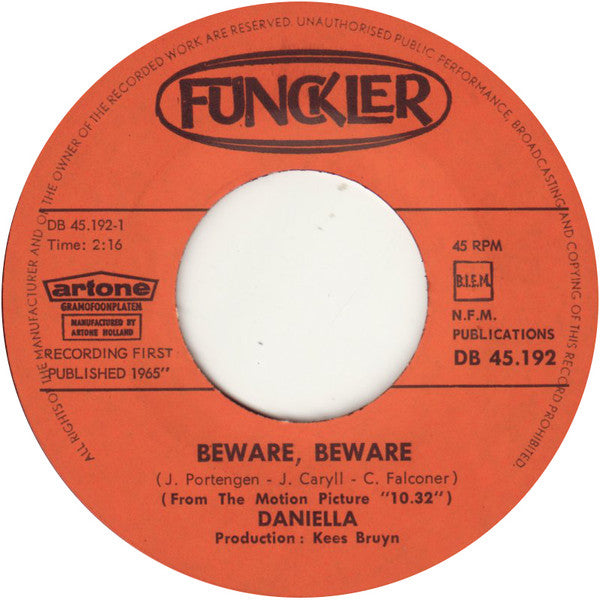 Daniella (8) : Beware, Beware (7", Single)