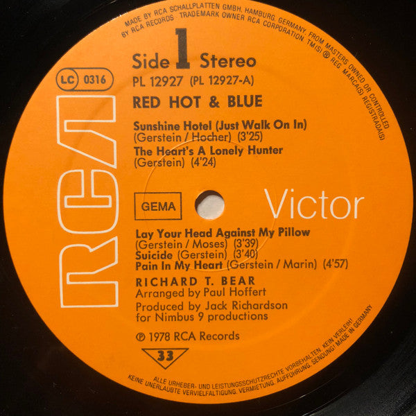 Richard T. Bear : Red, Hot & Blue (LP, Album)