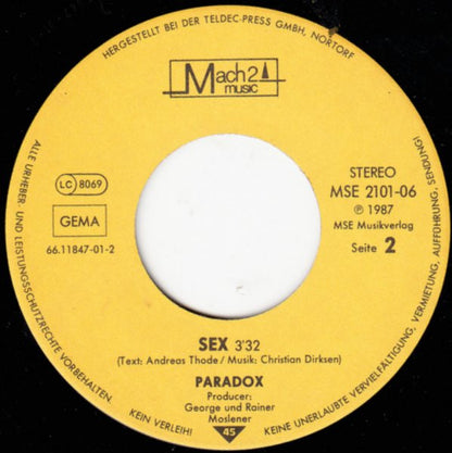 Paradox (59) : Zuviel Gedacht (7", Single)
