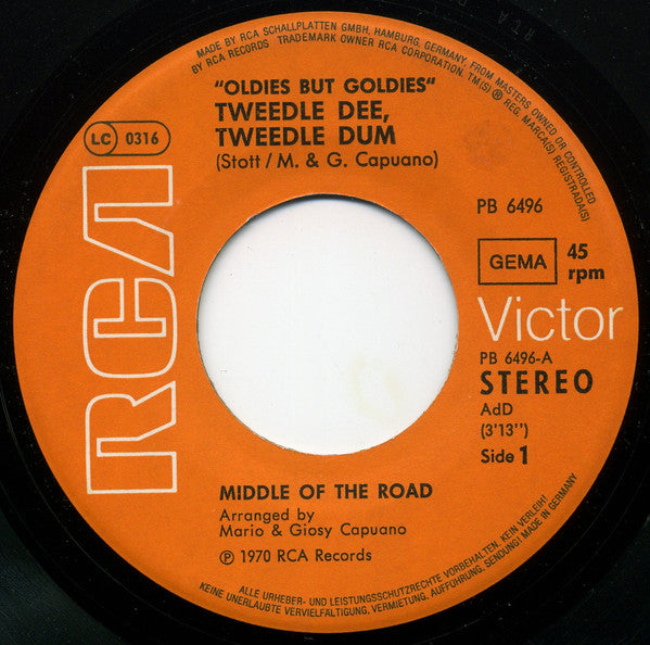 Middle Of The Road : Tweedle Dee, Tweedle Dum / The Talk Of All The USA (7", Single)