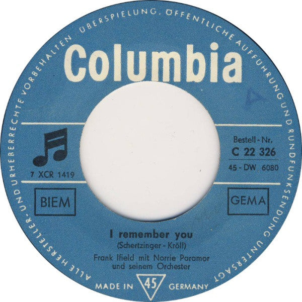 Frank Ifield : I Remember You  (7", Single)