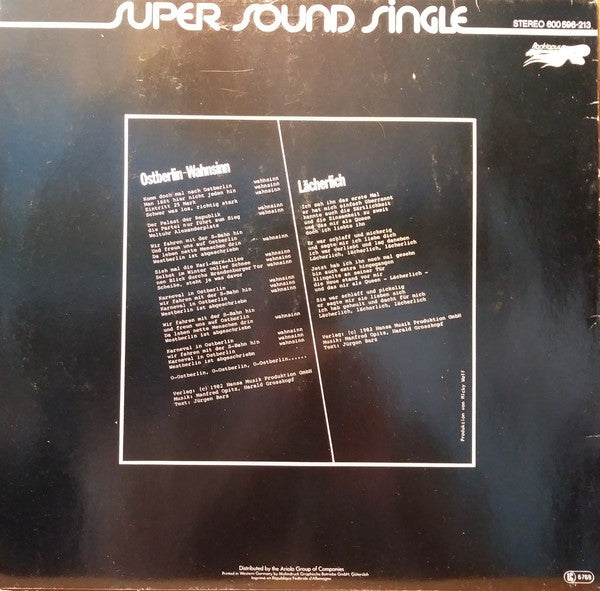 Lilli Berlin : Ostberlin - Wahnsinn (12", Maxi)