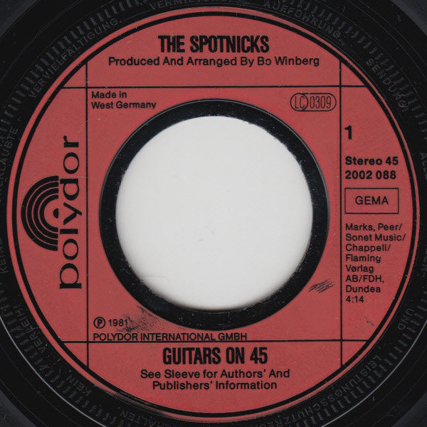 The Spotnicks : Guitars On 45 (7", Single)