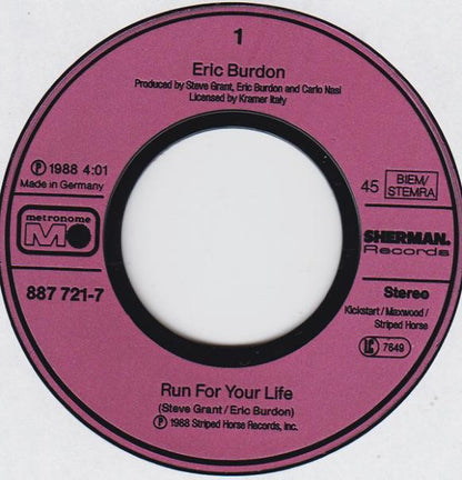 Eric Burdon : Run For Your Life (7", Single)
