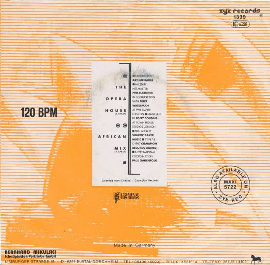 Jack - E - Makossa* : The Opera House (7", Single)