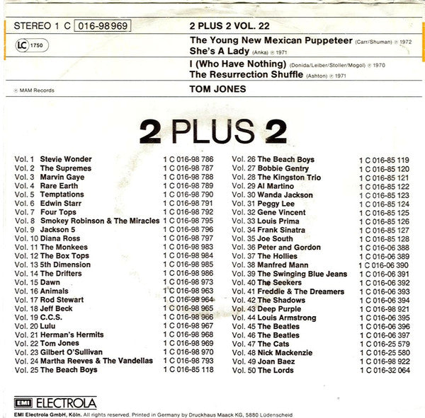 Tom Jones : 2 + 2 Vol. 22 (7", EP)