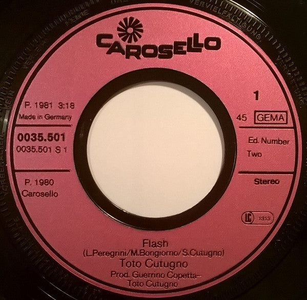 Toto Cutugno : Flash (7", Single)