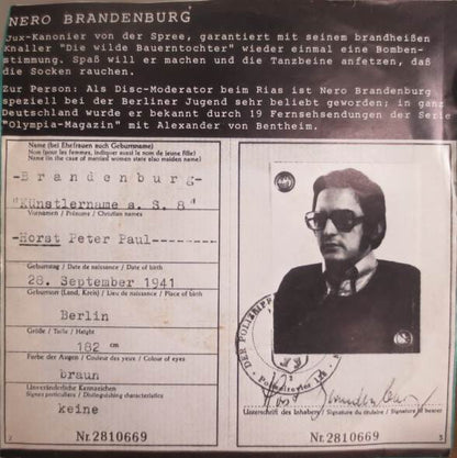 Nero Brandenburg : Die Wilde Bauerntochter / Weißt Du Wieviel? (7", Single)