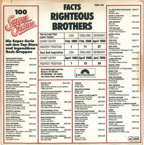 The Righteous Brothers : You've Lost That Lovin' Feelin' / Soul And Inspiration (7", Single)