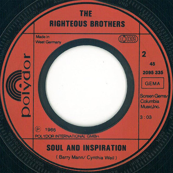 The Righteous Brothers : You've Lost That Lovin' Feelin' / Soul And Inspiration (7", Single)