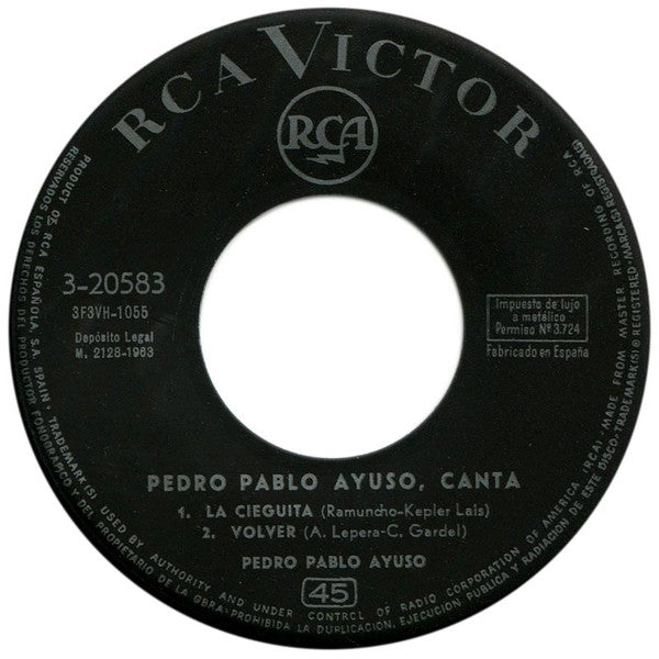 Pedro Pablo Ayuso : Canta: La Cieguita  (7", EP)