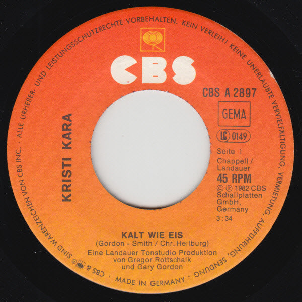 Kristi Kara : Kalt Wie Eis (7", Single)