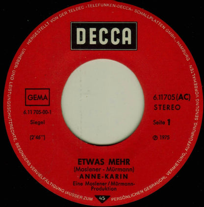 Anne Karin : Etwas Mehr (7", Single)